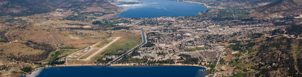 an aerial photo of the town of Penticton